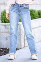 Parker Mid Rise Fray Hem Dad Jean