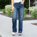 Cecily Mid Rise Seam Detail Straight Leg Jean
