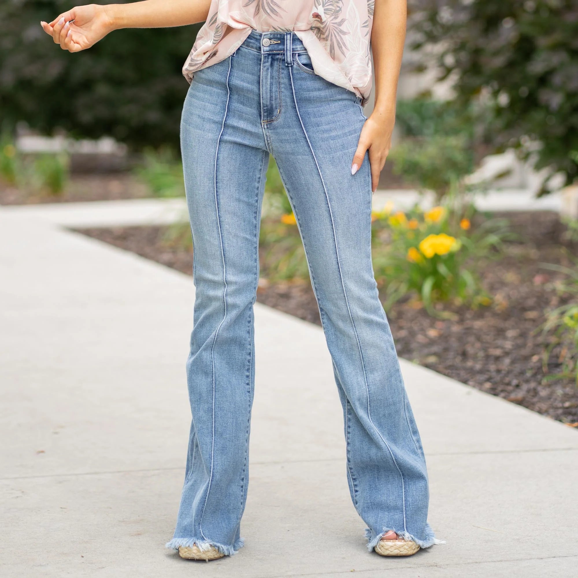 Calliope Flare Fray Hem Jean