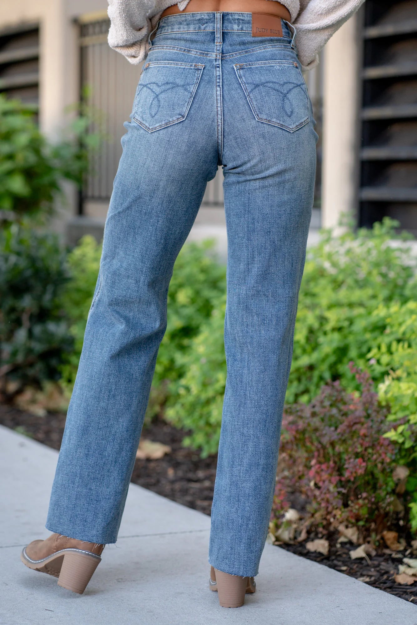 Aubree Tummy Control Raw Hem Straight Jean