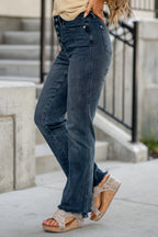 Kayla Button Fly High Rise Straight Leg Jean