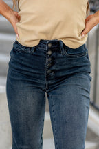 Kayla Button Fly High Rise Straight Leg Jean