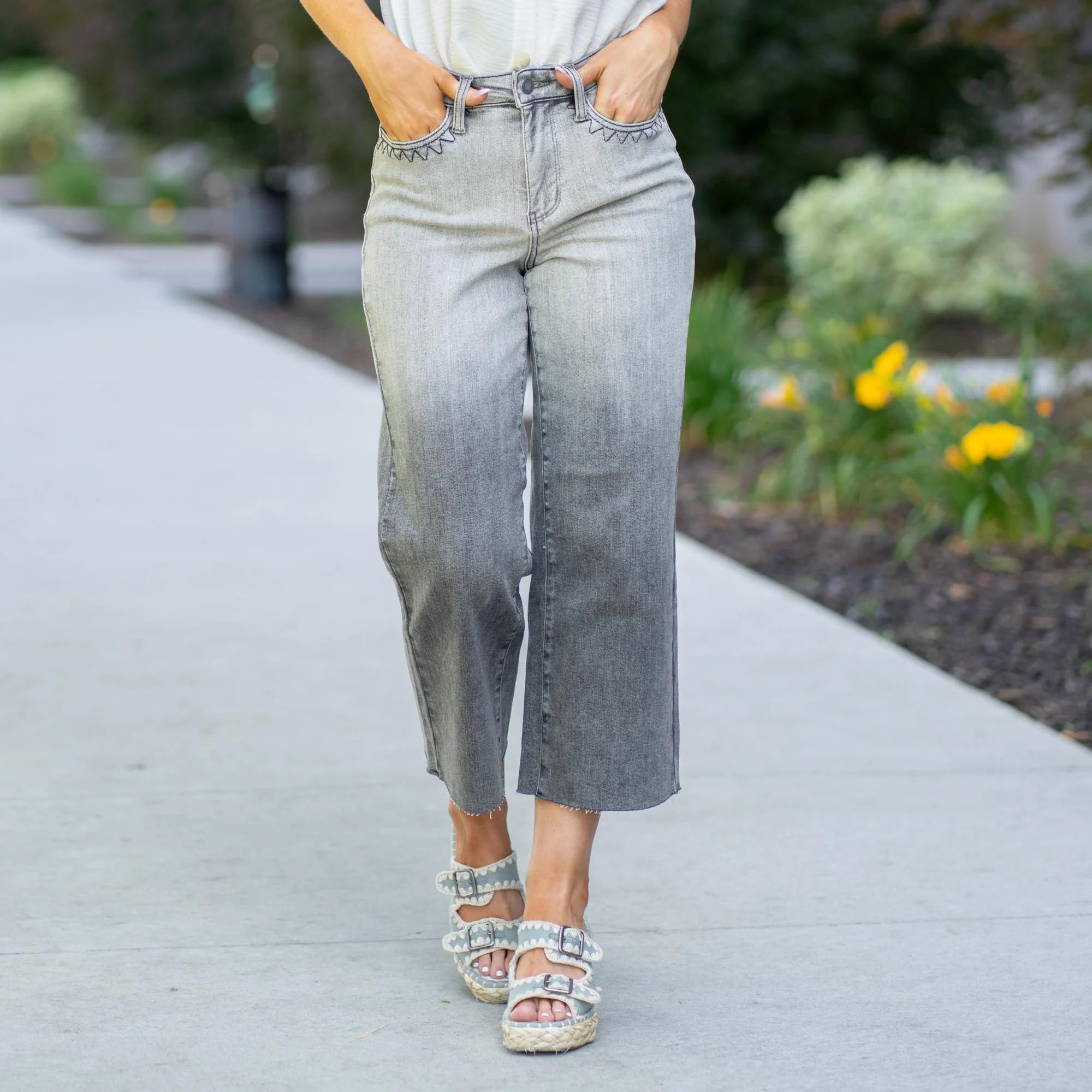 Maddy Wide Leg Embroidered Jean
