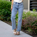 Elsy High Rise Stone Wash Straight Leg Jean