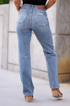 Alexander High Rise Destroyed Straight Leg Jean