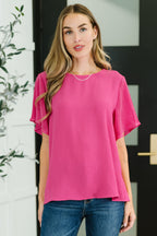 Pink and Perfect Ruffle Sleeve Top