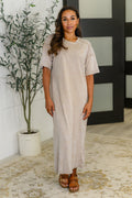 Soft But Savage Casual T-Shirt Dress in Beige
