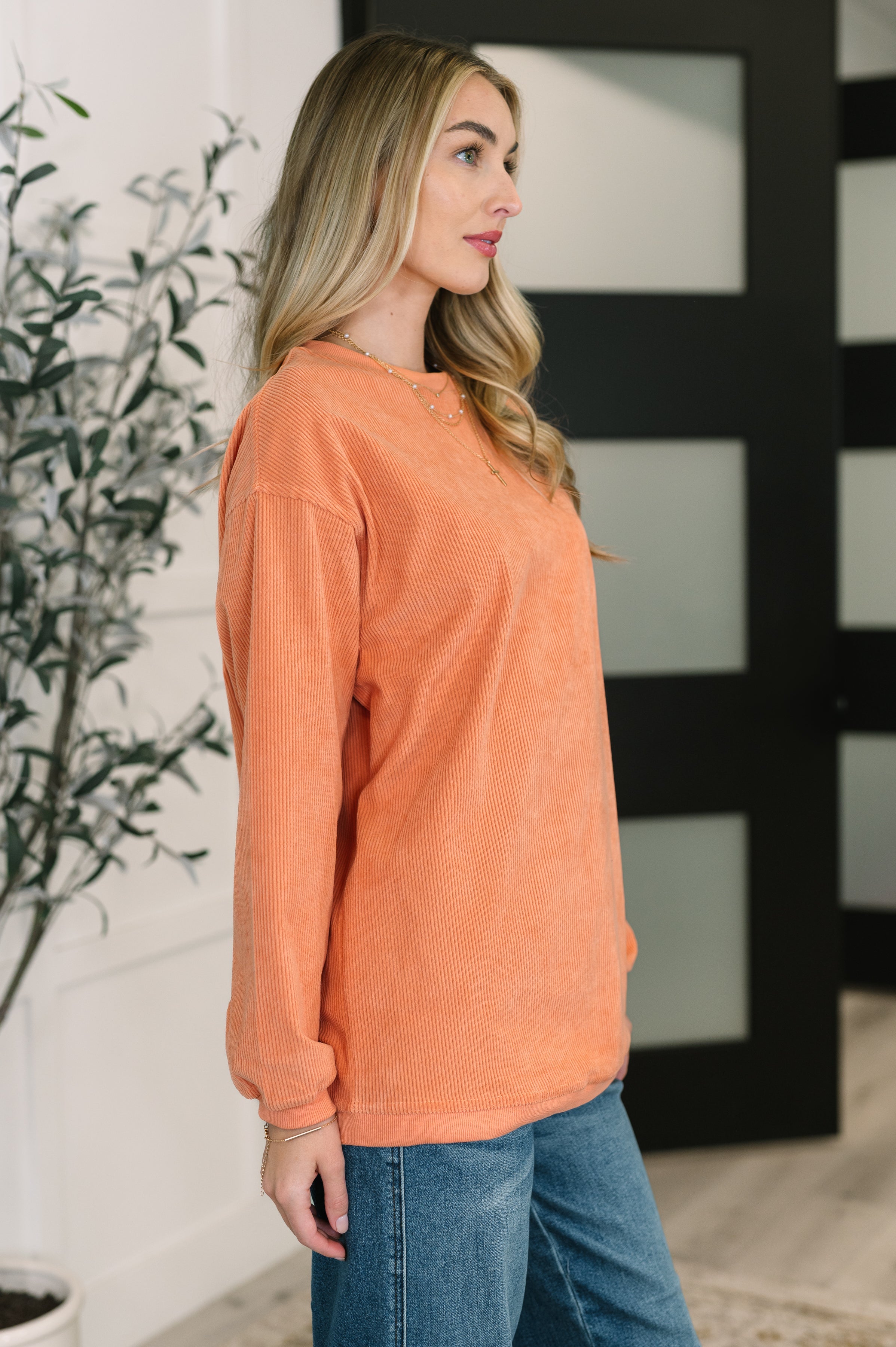 Taking A Drive Oversized Corded Sweatshirt