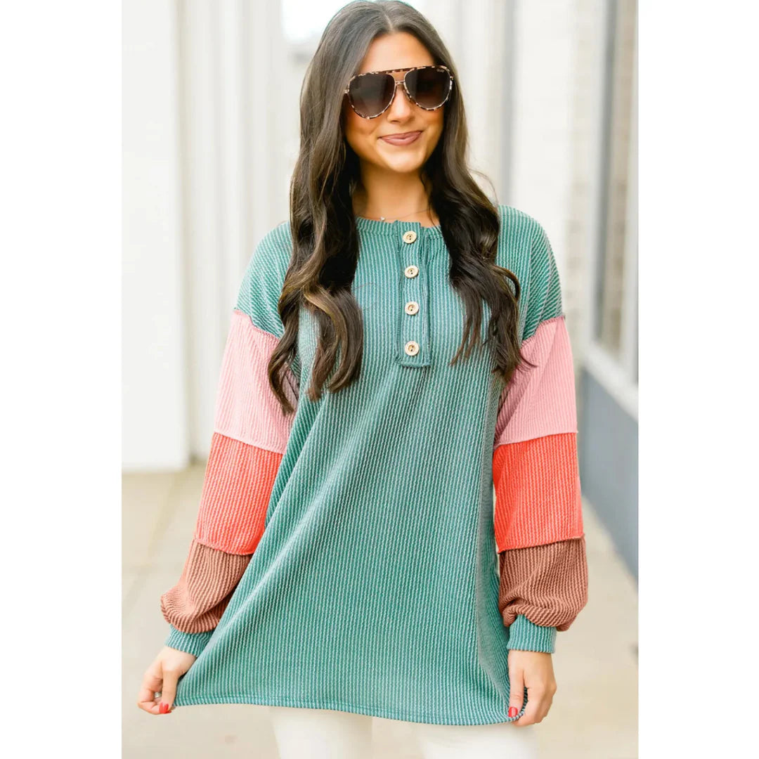 Best Day Ever Color Block Ribbed Top