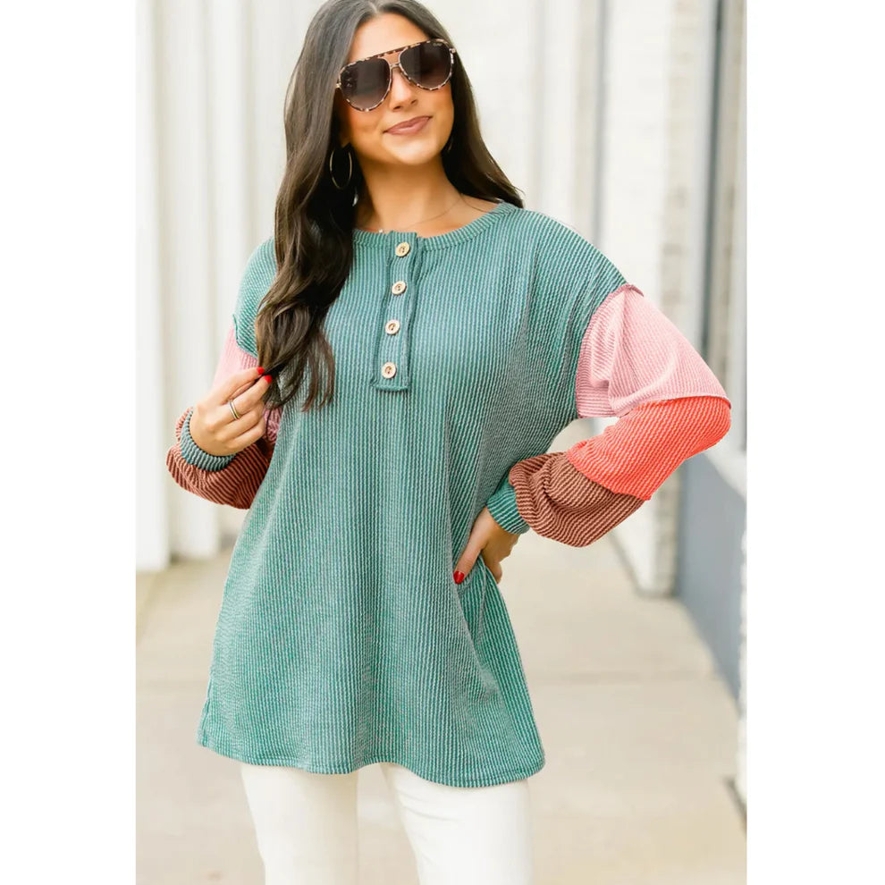Best Day Ever Color Block Ribbed Top