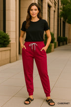Center Seam Scuba Joggers in Cabernet