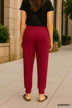 Center Seam Scuba Joggers in Cabernet
