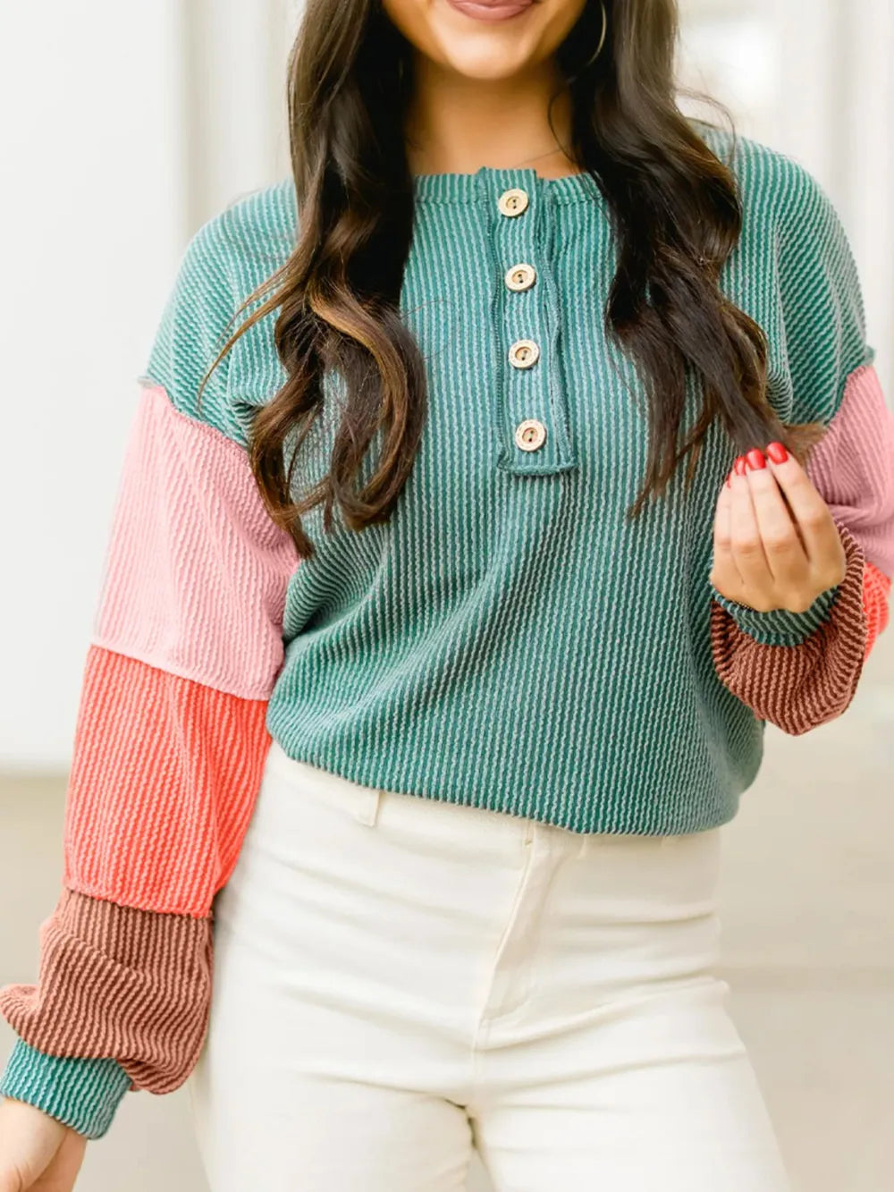 Best Day Ever Color Block Ribbed Top