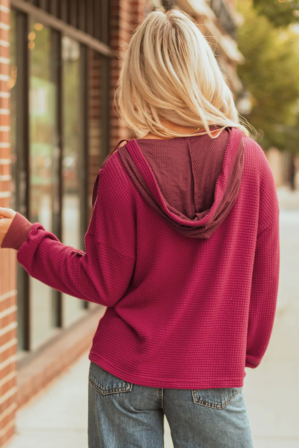 Rianne Waffle Knit Henley Sweatshirt