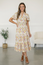 Petals in the Breeze Smocked Midi Dress