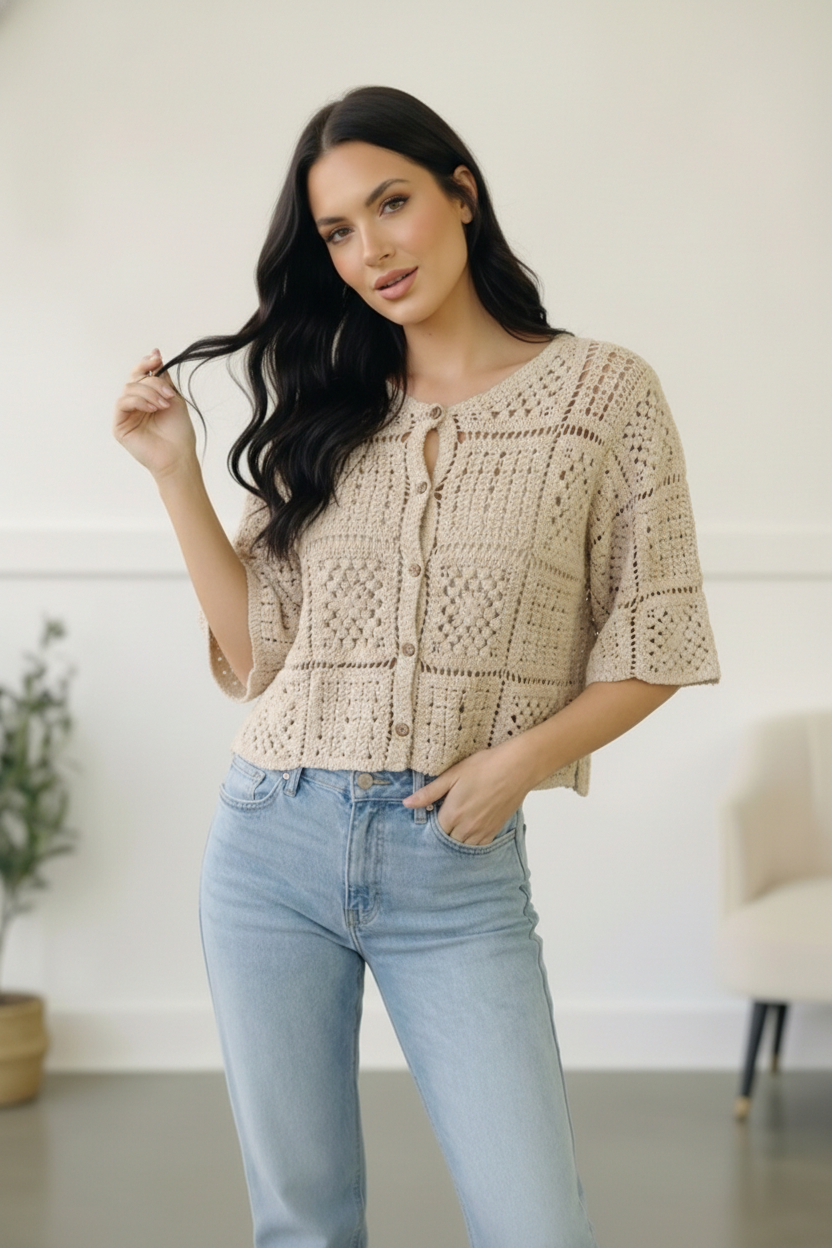 Honeycomb Crochet Cardigan