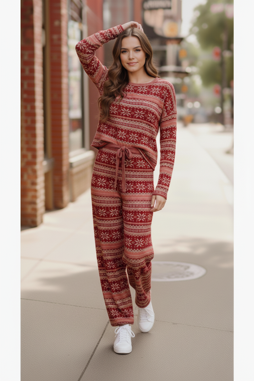 Red Holiday Fair Isle Set