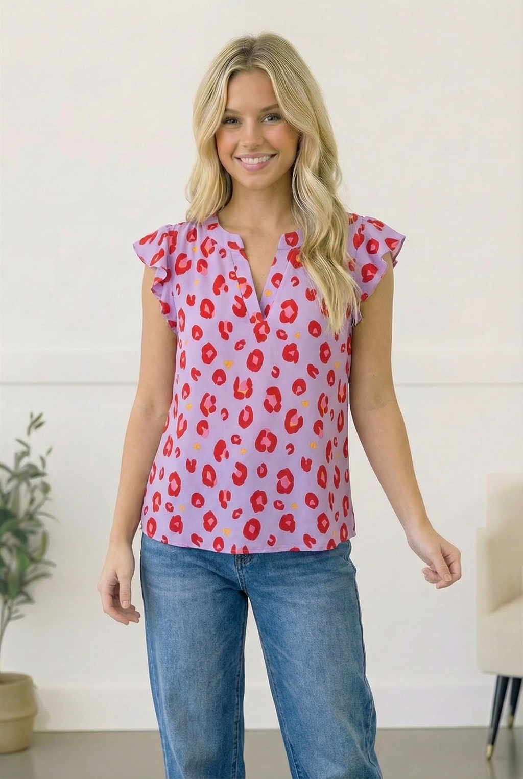 Wild Berry Ruffles Blouse