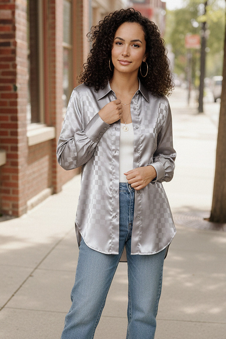 Downtown Glow Checkered Top