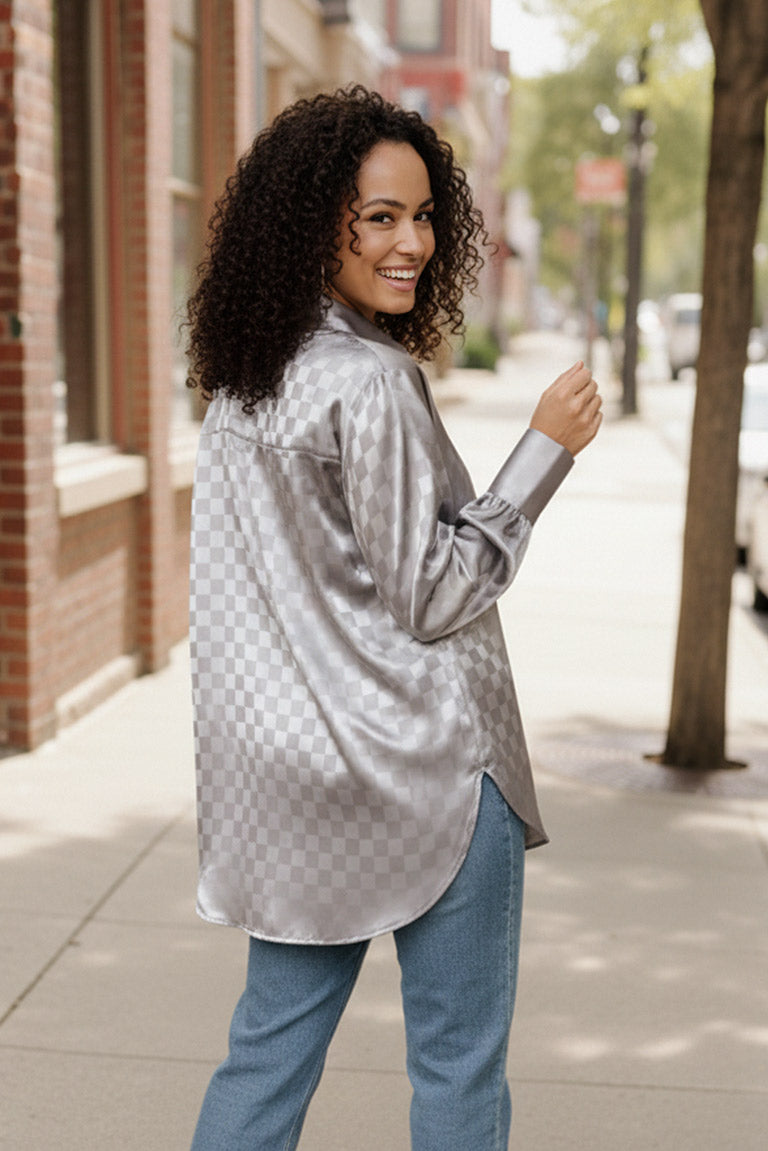 Downtown Glow Checkered Top