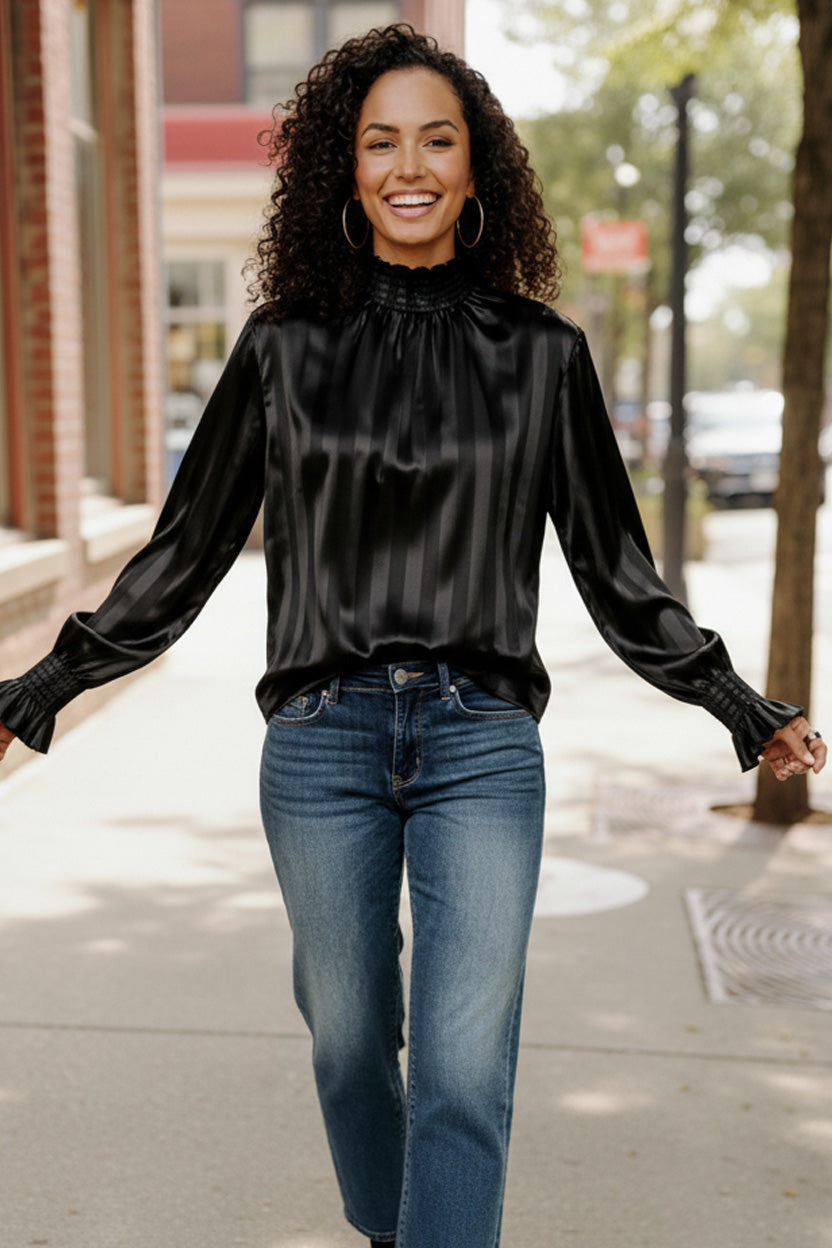 The Satin Scene High Neck Blouse
