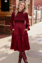 Starlit Elegance Red Tiered Dress
