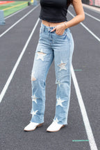 Lunar High Rise Star Shaped Destroy 90's Straight Jean