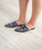 Dragonfly Velvet Flats in Grey