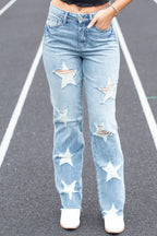 Lunar High Rise Star Shaped Destroy 90's Straight Jean