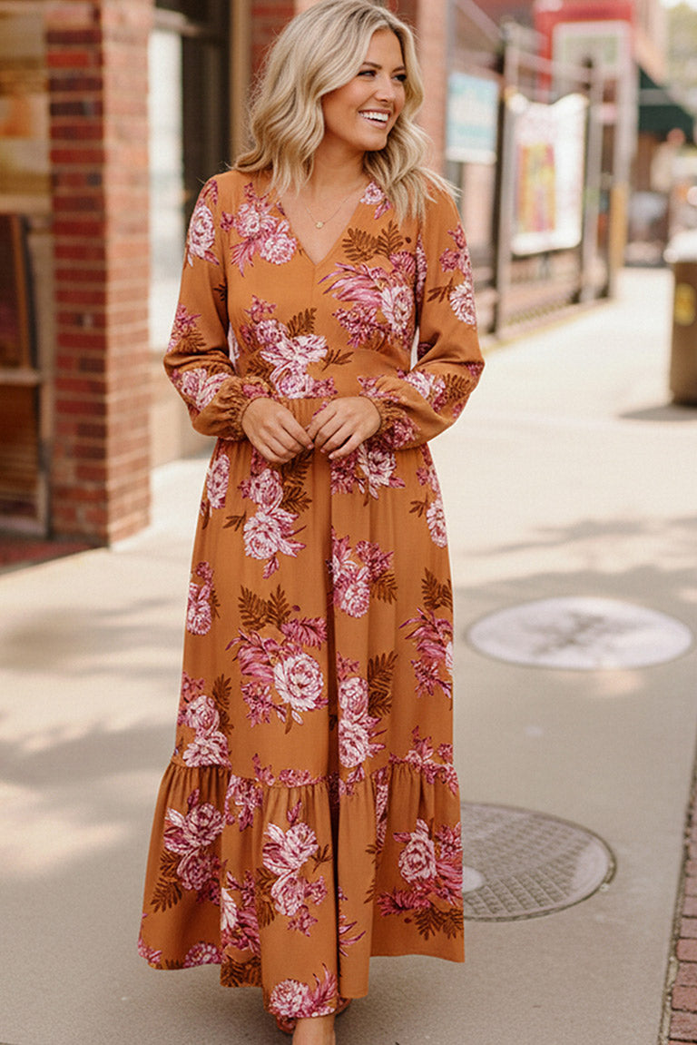 Everyone to the Dance Floor Terracotta Midi Dress