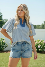 Breezy Stripe Flutter Sleeve Top