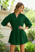 Green with Envy Crepe Smocked Dress