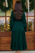 Goddess Grove Green Satin Maxi Dress