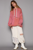 Balloon Sleeve Cut Sew Sweater Knit Top in Mauve