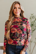 Iris Floral Long Sleeve Mesh Top