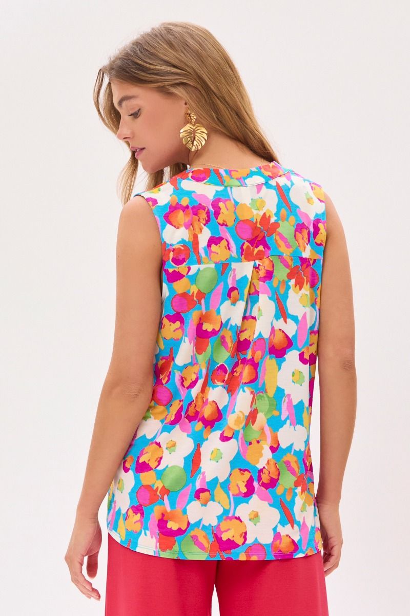 Dear Scarlett Lizzy Tank Top in Floral Aqua