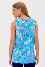 Dear Scarlett Lizzy Tank Top in Paisley Aqua