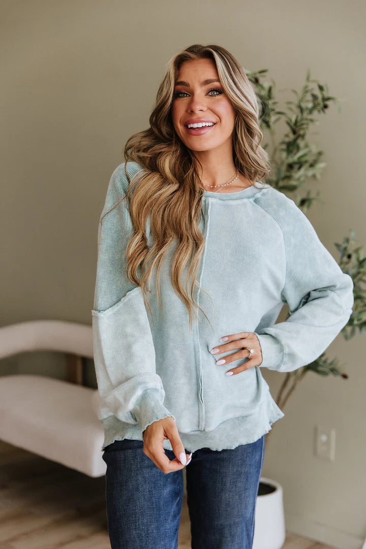 Tara Exposed Seam Long Sleeve Sweatshirt