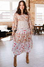 Ellie Floral Print Ruffled Midi Dress