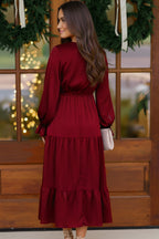 Goddess Grove Red Satin Maxi Dress