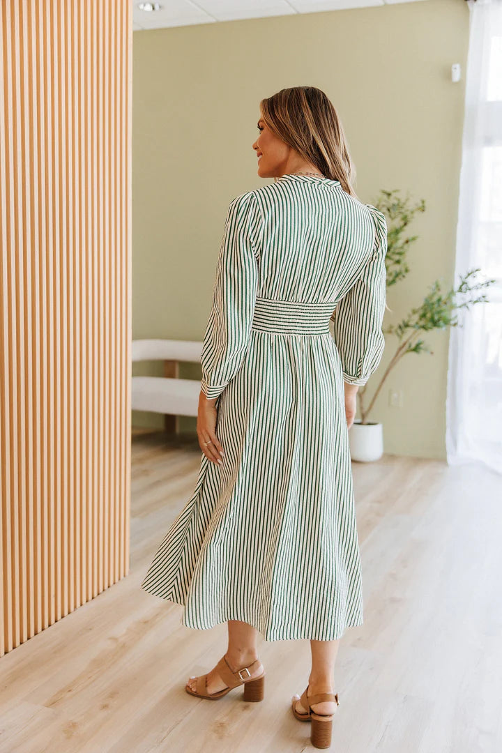 Eliza Striped Zip Midi Dress