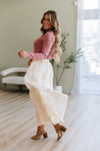 Eloise Embroidered Mesh Overlay Skirt