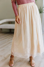 Eloise Embroidered Mesh Overlay Skirt