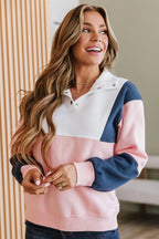 Easy Living Color Block Half Button Pullover